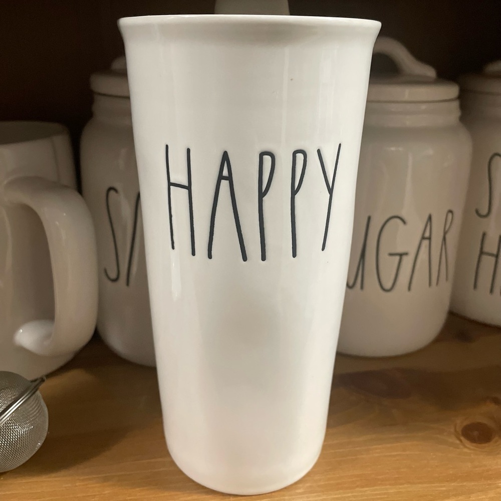 Rae Dunn HAPPY ceramic tumbler